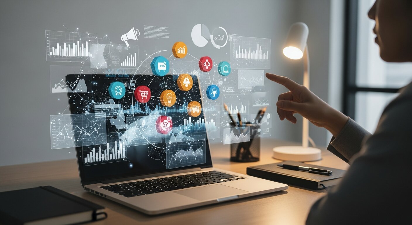 Person planning and analyzing effective event marketing strategies at a desk.