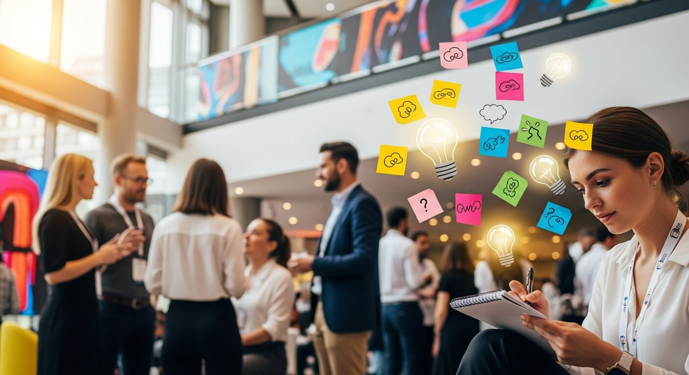 Creative event marketing setup with engaging displays