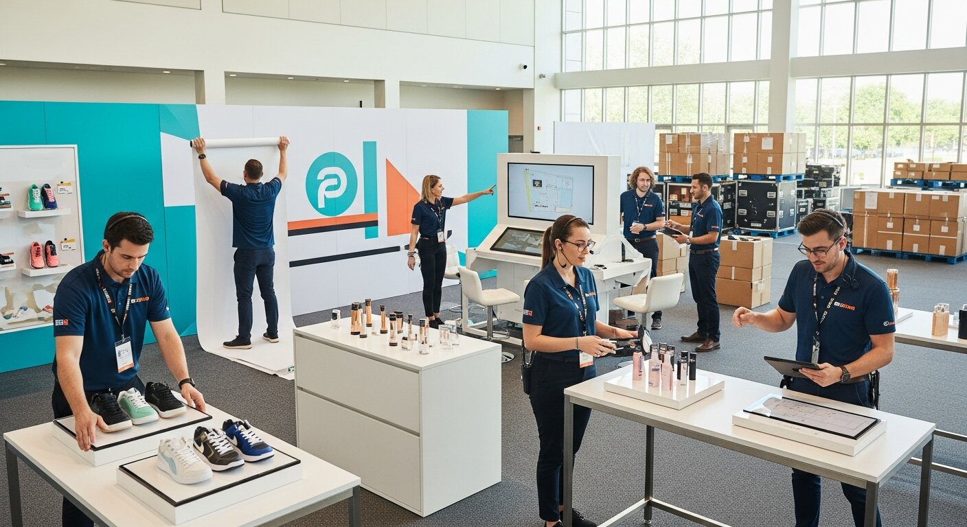 Team planning a successful retail event with product displays.