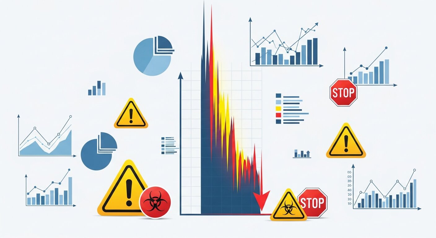 Stock market graph showing a rare spike or drop.